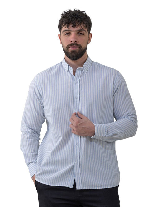 Baby Blue - Design 2 Striped Linen Shirt - Khotwh