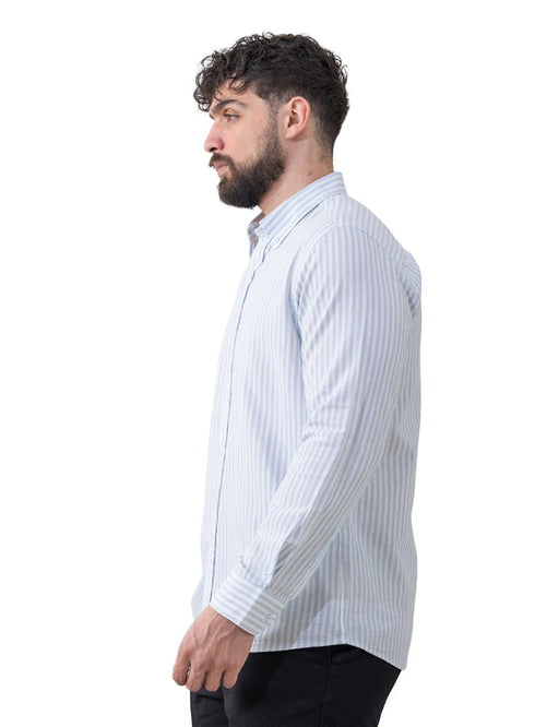 Baby Blue - Design 2 Striped Linen Shirt - Khotwh
