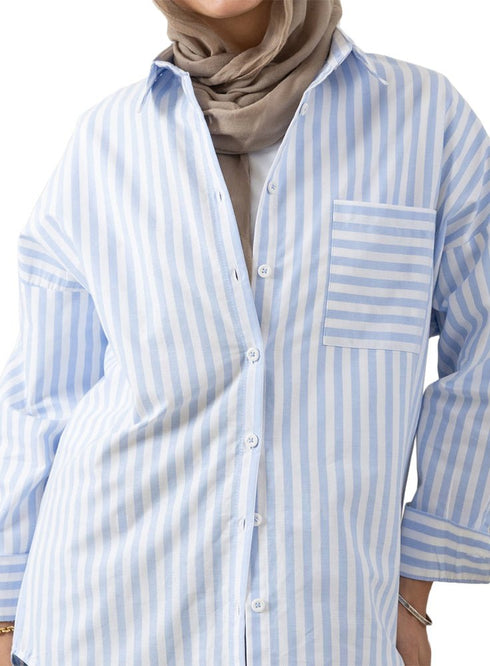 Baby Blue - Design 3 Pocket S - Over Size Shirt - Khotwh