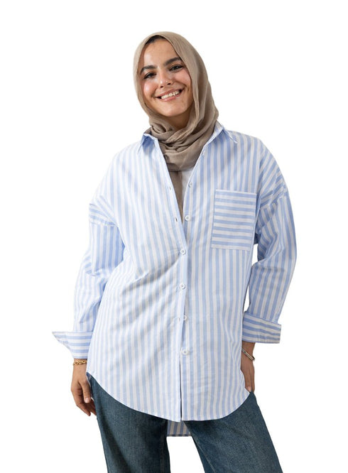 Baby Blue - Design 3 Pocket S - Over Size Shirt - Khotwh