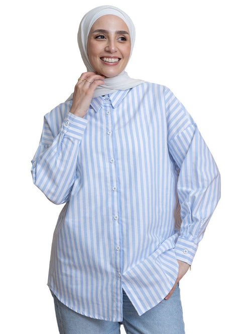 Baby Blue - Design 3 Stripped Over - Size Shirt - Khotwh