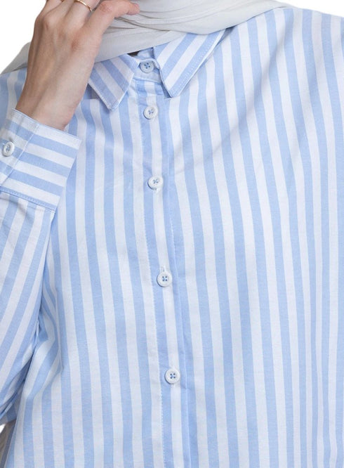 Baby Blue - Design 3 Stripped Over - Size Shirt - Khotwh