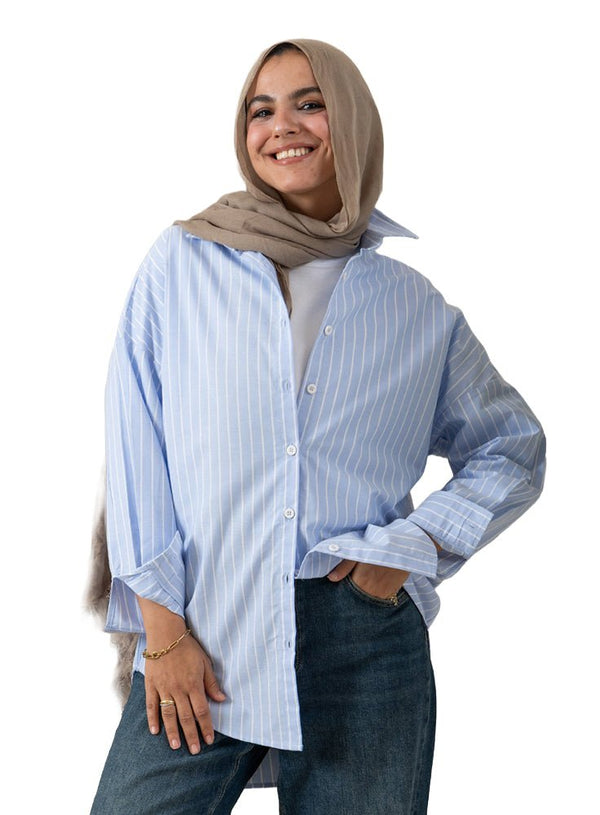 Baby Blue - Design 4 Stripped Over - Size Shirt - Khotwh
