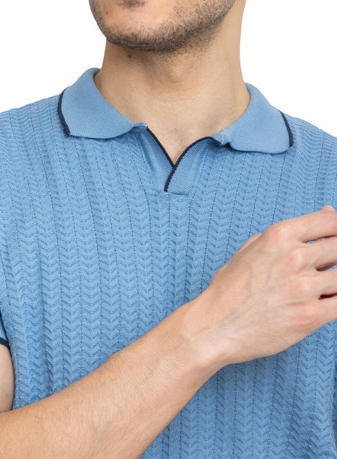 Baby Blue Design 5 - F - Polo Neck T-Shirt - Khotwh