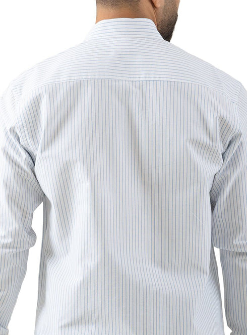 Baby Blue - Design 5 Striped Oxford Shirt - Khotwh