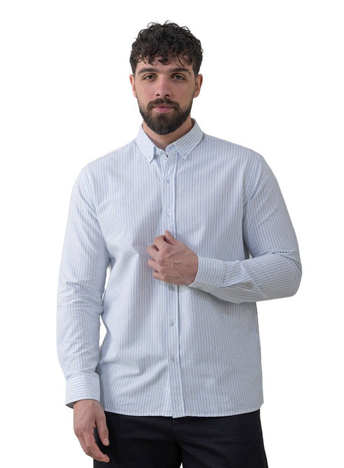Baby Blue - Design 5 Striped Oxford Shirt - Khotwh