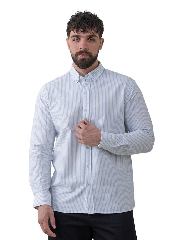 Baby Blue - Design 5 Striped Oxford Shirt - Khotwh