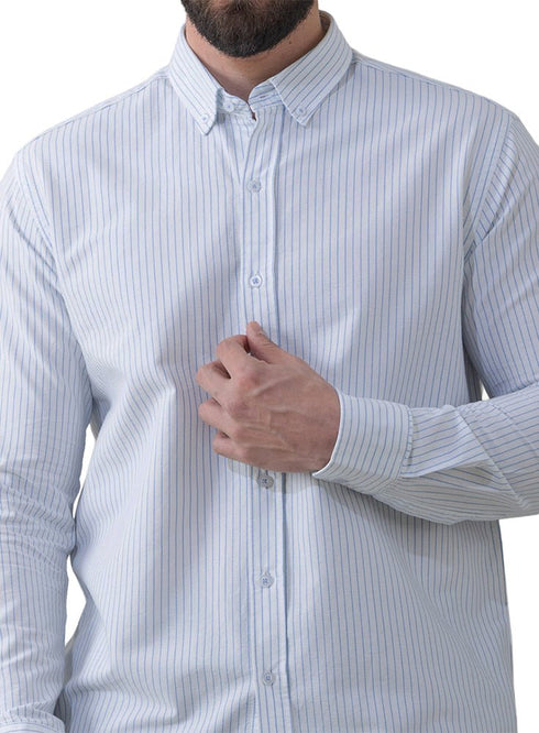 Baby Blue - Design 5 Striped Oxford Shirt - Khotwh
