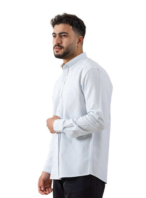 Baby Blue - Design 5 Striped Oxford Shirt - Khotwh