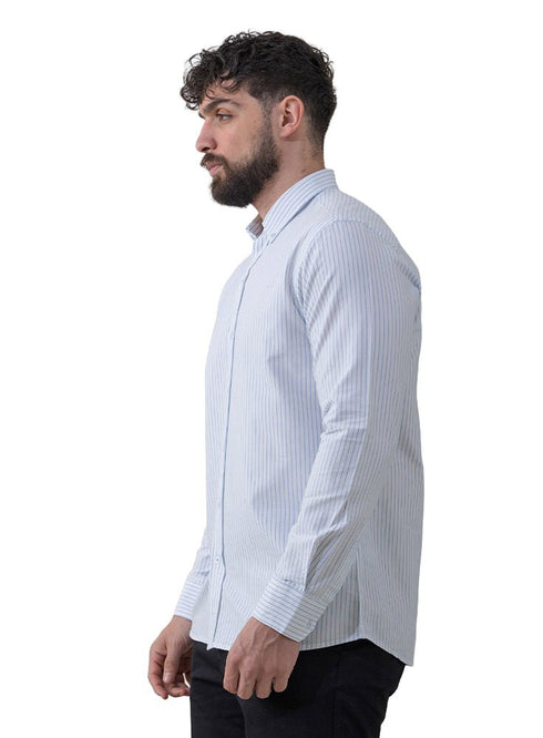 Baby Blue - Design 5 Striped Oxford Shirt - Khotwh