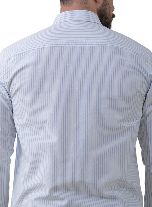 Baby Blue - Design 5 Striped Oxford Shirt - Khotwh