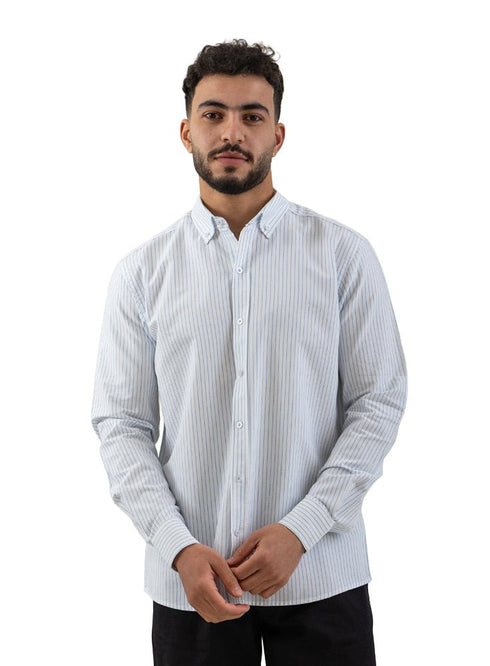 Baby Blue - Design 5 Striped Oxford Shirt - Khotwh