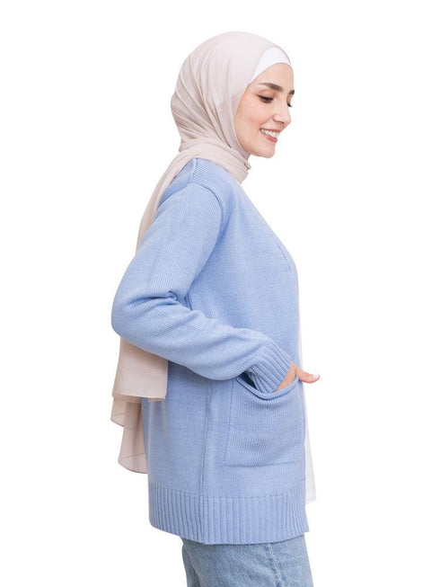 Baby Blue E - Basic Pocket Cardigan - Khotwh