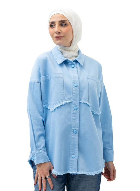 Baby Blue Gabardine Jacket 5 - Khotwh