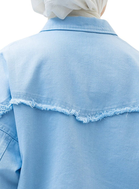 Baby Blue Gabardine Jacket 5 - Khotwh