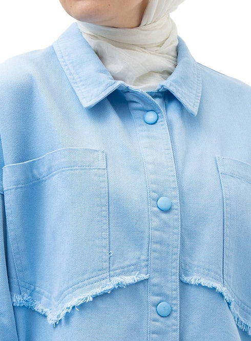 Baby Blue Gabardine Jacket 5 - Khotwh