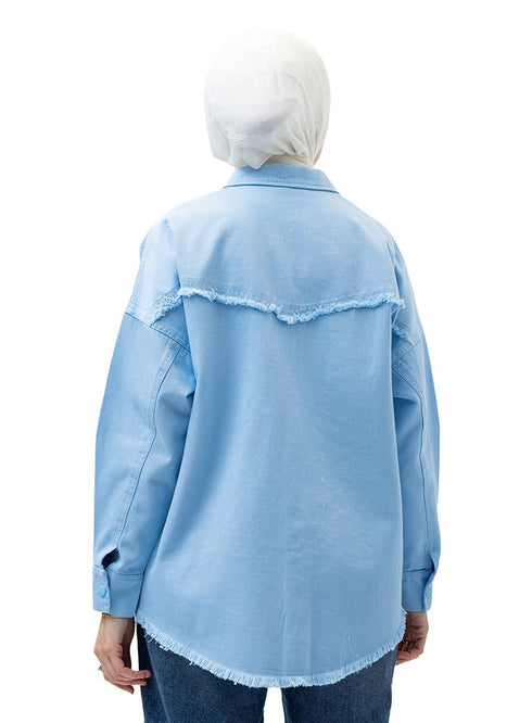 Baby Blue Gabardine Jacket 5 - Khotwh
