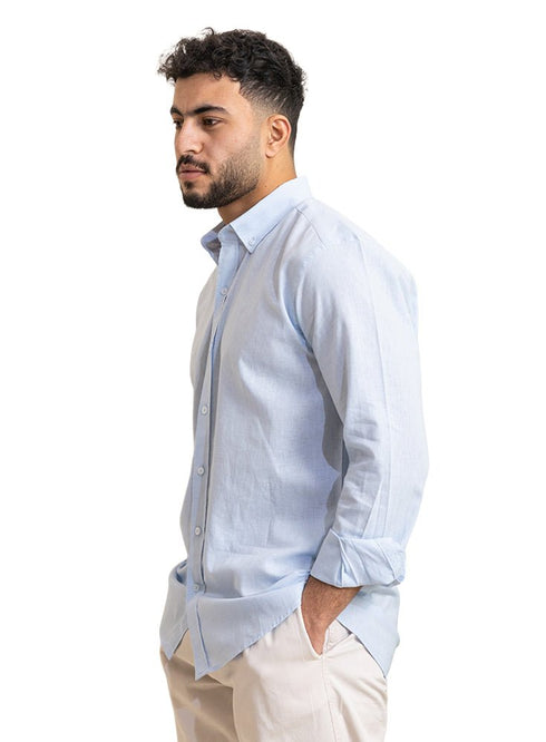 Baby Blue Linen Shirt - Khotwh