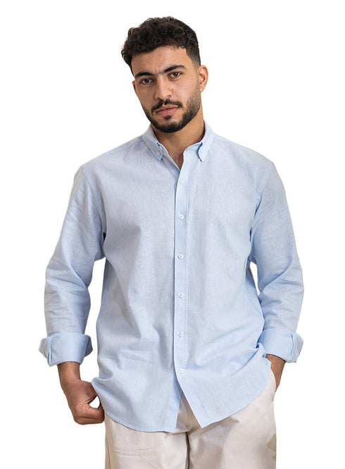Baby Blue Linen Shirt - Khotwh
