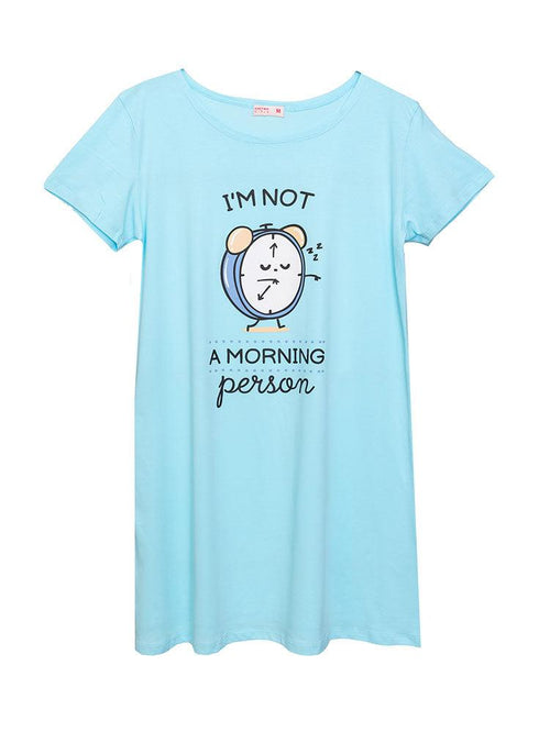 Baby Blue Night Shirt - Design 17 - Khotwh
