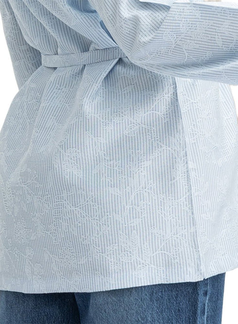 Baby Blue RD- Jacquard Embroidered Shirt - Khotwh