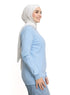 Baby Blue Round Knit Pullover - Khotwh