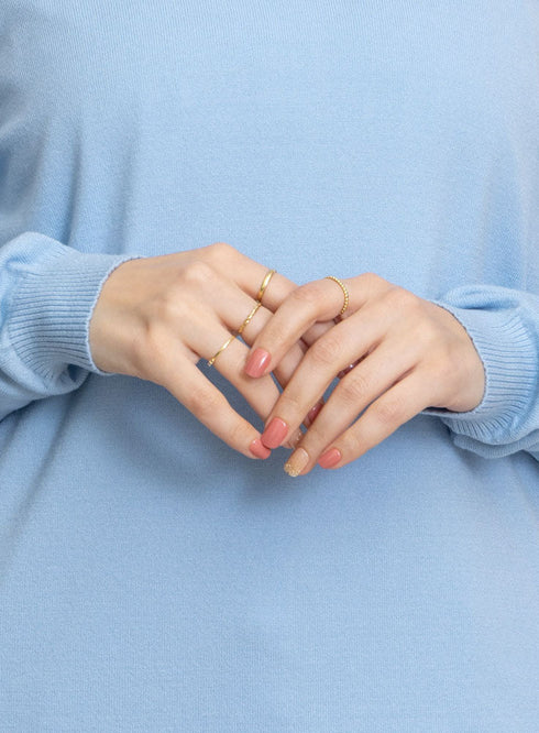 Baby Blue Round Knit Pullover - Khotwh