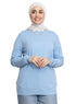 Baby Blue Round Knit Pullover - Khotwh