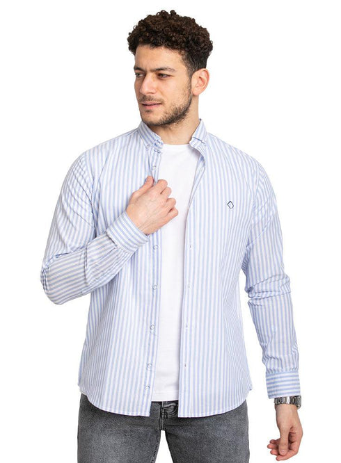 Baby Blue Striped Oxford Shirt - Khotwh