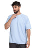 Baby Blue Waffle Over Size Round T-Shirt - Khotwh
