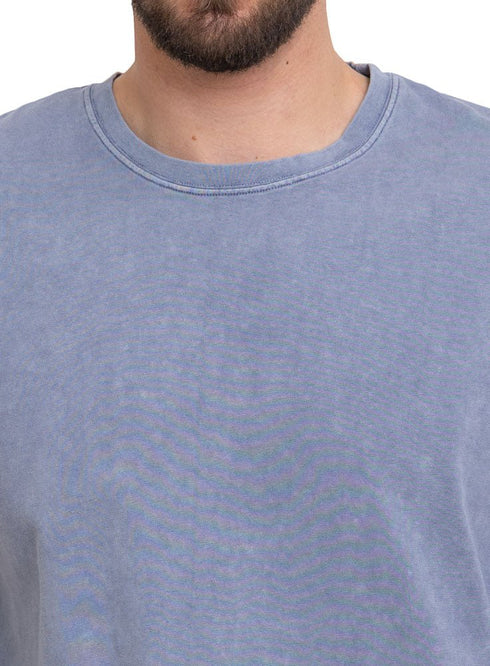 Baby Blue Washed O - S Round T-Shirt - Khotwh