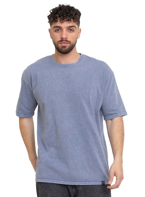 Baby Blue Washed O - S Round T-Shirt - Khotwh