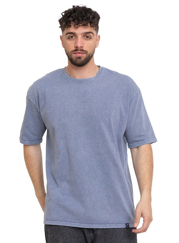 Baby Blue Washed O - S Round T-Shirt - Khotwh