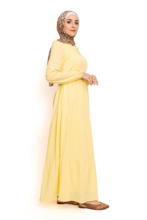 Baby Yellow Basic Dress - Khotwh