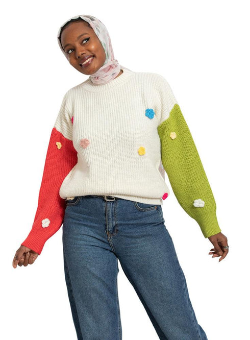 Bastag*Offwhite Flower Pullover - Khotwh