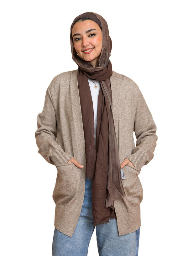 Beige Andy - Basic Pocket Cardigan - Khotwh