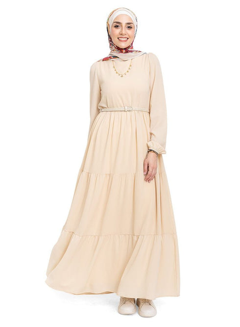 Beige Basic Dress - Khotwh
