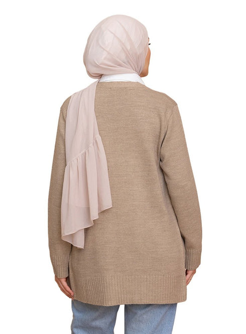 Beige Basic Pocket Cardigan - Khotwh