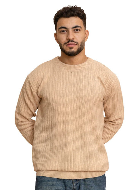 Beige Basic Round Pullover - Khotwh