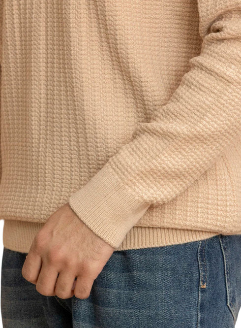 Beige Basic Round Pullover - Khotwh
