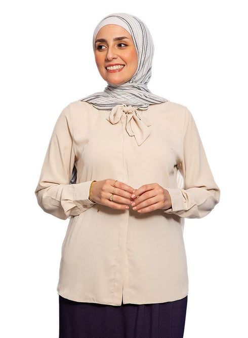 Beige Classic Tape Blouse - Khotwh