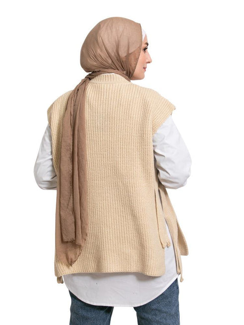 Beige Cut Pelt Pullover - Khotwh