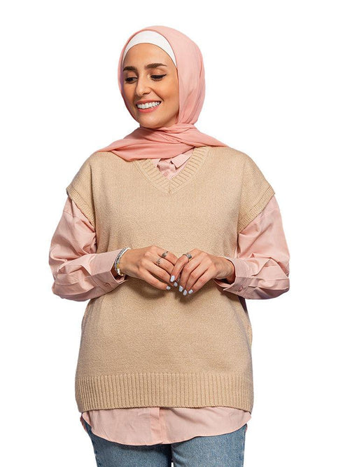 Beige Cut Pullover - Khotwh