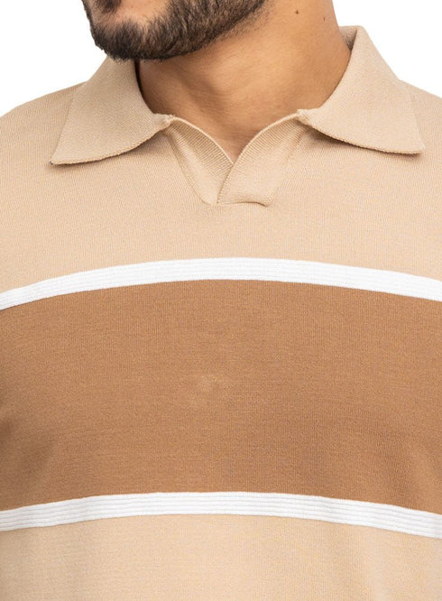 Beige Design 01004Knit Polo Neck S - T-Shirt - Khotwh