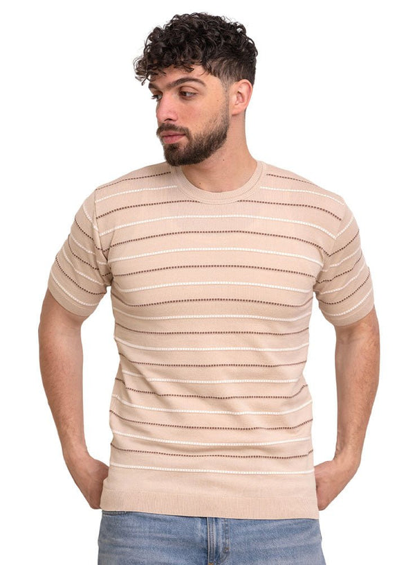 Beige Design 01006Knit Rount T-Shirt - Khotwh