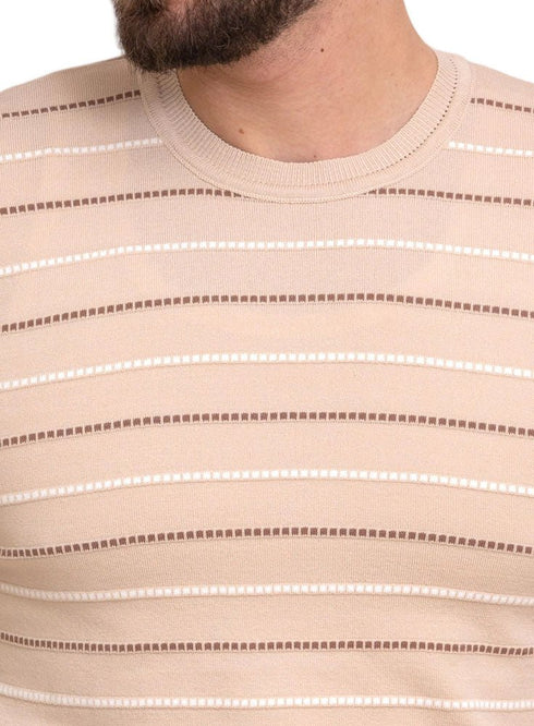 Beige Design 01006Knit Rount T-Shirt - Khotwh
