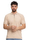 Beige Design 01011Knit Polo Neck Zipper - T-Shirt - Khotwh