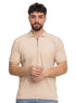 Beige Design 01011Knit Polo Neck Zipper - T-Shirt - Khotwh