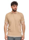 Beige Design 01018Knit Polo Neck - T-Shirt - Khotwh