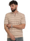 Beige Design 01039Knit Polo Neck Zipper - T-Shirt - Khotwh